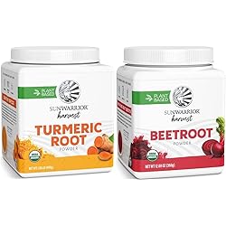 Sunwarrior Turmeric Root Powder 490g Tub 70 SRV Organic Harvest & Beet Root Powder Increases Stamina Blood Flow Circulation Naturally Occurring Nitric Oxide