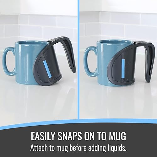 HealthSmart DUO Beverage Grip Handle for Mugs, Glasses and Bottles, Protects Hands from Hot Mug Surfaces, Blue, 0.5 Pound