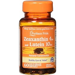 Zeaxanthin 4mg with Lutein 10mg, Supports Healthy Eyes and Vision, 60 ct by Puritan's Pride