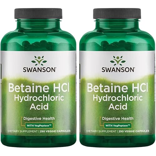 Swanson Hydrochloric Acid wPepsin 250 Capsules 2 Pack