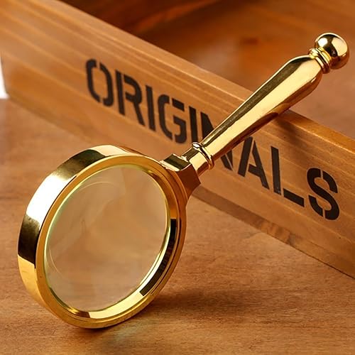 PROW Classical 90mm 8X Hand held Reading Glass Jewelry Loupes Magnifying Lens Viewing Magnifier Gold