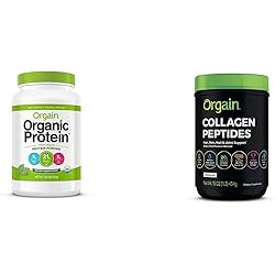 Orgain Organic Plant Based Protein Powder, Natural Unsweetened - Vegan, Low Net Carbs, 1.59 Pound & Grass Fed Hydrolyzed Collagen Peptides Protein Powder - Paleo & Keto Friendly, 1 Pound