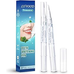 LOVOOD Teeth Whitening Pen2 Pcs, 20 Uses, Effective, Painless, No Sensitivity, Travel Friendly, Easy to Use, Beautiful White Smile, Effective Tooth Whitener, Natural Mint Flavor