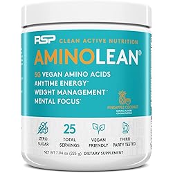 RSP Vegan AminoLean – All-in-One Natural Pre Workout, Amino Energy, Weight Management with Vegan BCAAs, Complete Vegan Preworkout Powder, Pineapple Coconut