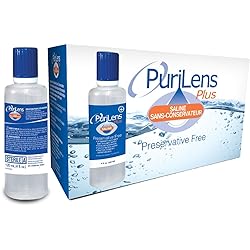 Purilens Plus Preservative Free Contact Lens Saline. 120ml 4 fl. oz. 12 Pack