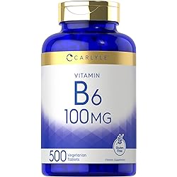 Vitamin B6 100mg | 500 Tablets | Vegetarian, Non-GMO, Gluten Free | by Carlyle