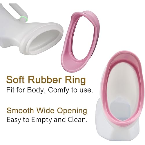 Female Urinal for Women, Bedside Pee Bottle 32oz1000mL for Elderly, Bedridden, Patients in Bed, Portable Urine Bottle with Silicone Soft Ring, Leakproof Urinary Glow in The Dark