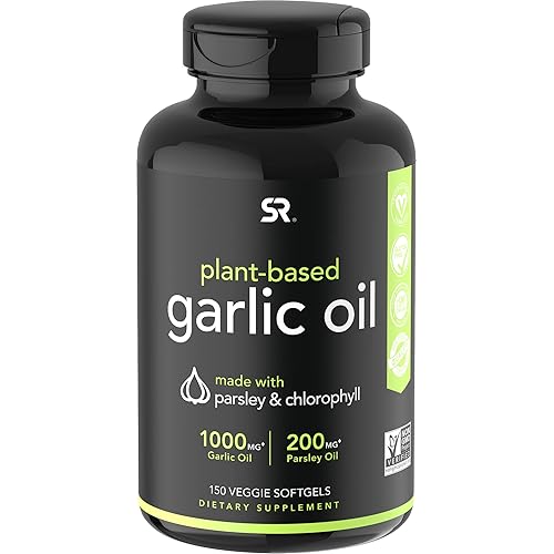 Odorless Garlic Oil Pills 1000mg with Parsley & Chlorophyll | Non-GMO Verified, Vegan Certified & Gluten Free 150 PlantGels