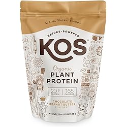 KOS Chocolate Peanut Butter Vegan Protein Powder - Keto Friendly, Gluten Free, Dairy Free & Soy Free - 1.2 Pounds, 14 Servings