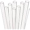 Dakoufish Reusable Smoothie Straws 9 inch Long Wide Mouth Plastic Straight Drinking Straws for Milkshakes, Set of 6 with Cleaning Brush 9inch, Clear 8Piece