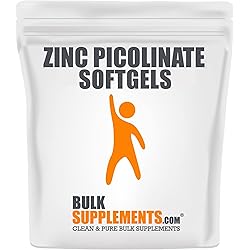 BulkSupplements.com Zinc Picolinate Softgels - Zinc Capsules - Elemental Zinc 11mg - Vegan Zinc Supplements - Pure Zinc - Zinc Softgels - Zinc 11mg Capsules 300 Count - 300 Servings