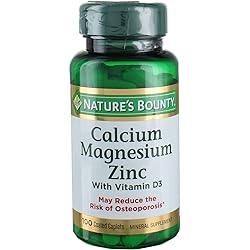 Nature's Bounty Calcium-magnesium-zinc Caplets, 200 Caplets 2 X 100 Count Bottles