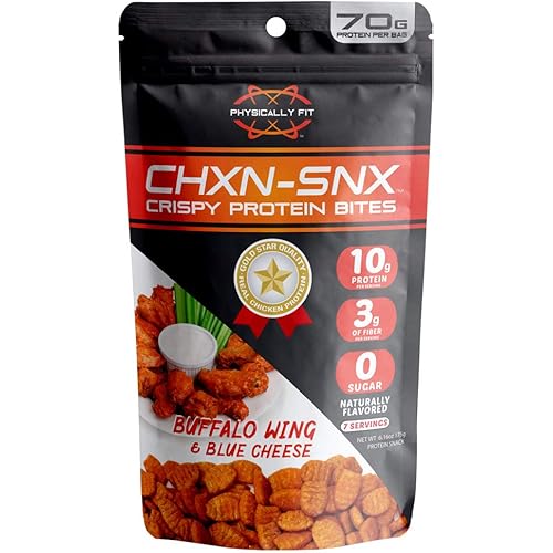Barn Dad Nutrition CHXNSNX Crispy Protein Bites -Buffalo Wing Blue Cheese with 7 Serving 70 Grams of Protein Per Bag, 6.16 Oz