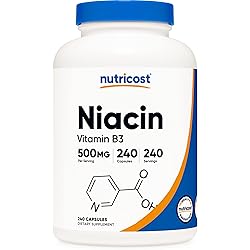 Nutricost Niacin Vitamin B3 500mg, 240 Capsules - with Flushing, Non-GMO, Gluten Free
