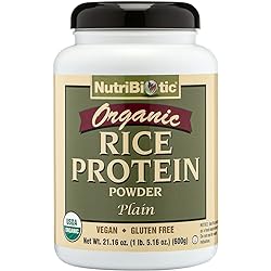 NutriBiotic Certified Organic Plain Rice Protein, 21 Ounce | Low Carbohydrate Vegan Protein Powder | Raw, Certified Kosher & Keto Friendly | Made without Chemicals, GMOs & Gluten | Easy to Digest