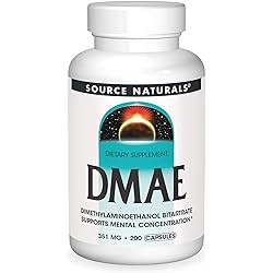 Source Naturals DMAE, Dimethylaminoethanol Bitartrate - Supports Mental Concentration - 200 Capsules