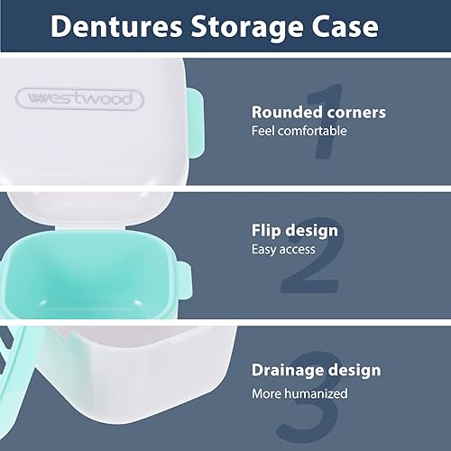 Healvian Dentures Case Mouth Guard Case Retainer Box Multicolor Brace Box Orthodontic Retainer Denture Storage Container