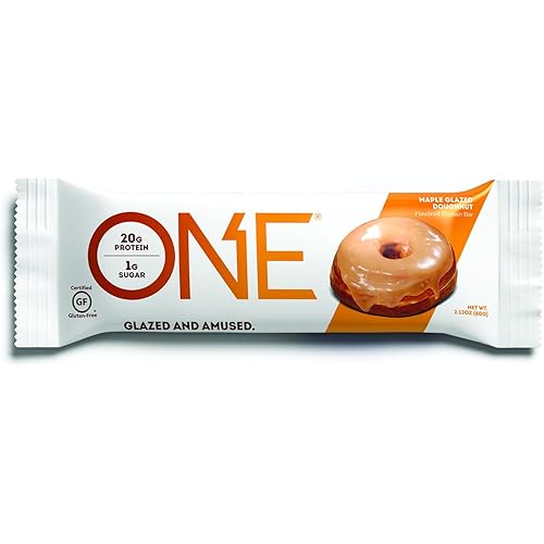 ONE Protein Bars, Maple Glazed Doughnut, Gluten-Free Protein Bar with 20g Protein and only 1g Sugar, Snacking for High Protein Diets, 2.12 Ounce 4 Pack