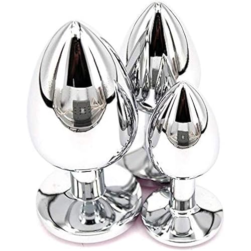 GMGJQR 3Pcs Set Stainless Steel Luxury Jewelry Design Anal Plug Trainer Kit Anal Butt Plug for Women Men, White