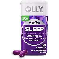 OLLY Ultra Strength Sleep Softgels, 10mg Melatonin, L-Theanine, Chamomile, Magnesium, Lemon Balm, Supports Deep Restful Sleep, Nighttime Sleep Aid, Non Habit-Forming - 60 Count