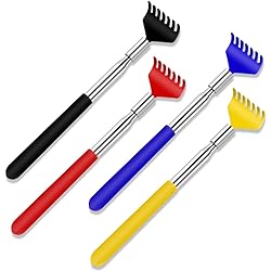 Back Scratcher UNOOE Back Scratchers for Men Women Metal Back Scratcher Retractable Extendable to 27 inches for Itch Relief with Carry Bag Portable in Travel Office Home 4 PCS