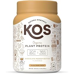 KOS Organic Plant Based Protein Powder, Chocolate Peanut Butter - Delicious Vegan Protein Powder - Keto Friendly, Gluten Free, Dairy Free & Soy Free - 1.3 Pounds, 15 Servings