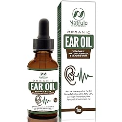Organic Ear Oil for Ear Infections – Natural Eardrops for Infection Prevention, Swimmer's Ear & Wax Removal – Adults, Baby, Children, Pets Earache Remedy – with Mullein, Garlic, Calendula, Made in USA