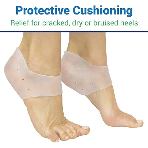 ViveSole Gel Heel Protectors 2 Pairs - Silicone Gel Guard for Women and Men - Moisturizing for Blister, Cracked Foot, Plantar Fasciitis, Spur Relief - Soft Cushion Support - Protective Insert Sleeve