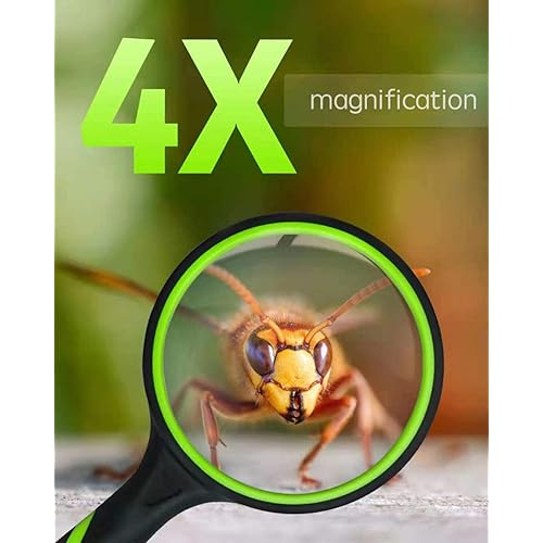 Wapodeai Magnifying Glasses, Magnifying Glass 4X Handheld Reading Magnifier for Seniors & Kids, 75mm Large Magnifying Lens with Non-Slip Rubber Handle for Reading and Hobbies