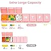 2 Pack Extra Large Pill Organizer, XL Winlike Weekly Travel Pill Box 7 Day Pill Case Medicine Organizer for VitaminFish OilPillsSupplements, Pink