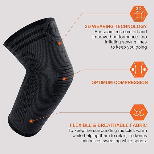 CAMBIVO 2 Pack Elbow Brace for Tendonitis, Tennis Elbow Compression Support Sleeve for Golfers Elbow Pain Relief, Arthritis, Bursitis, Workout, Weightlifting