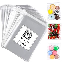 NEOACT 300 PCS 5"x7" Clear Resealable Cellophane Bags Good for Bakery, Candle, Soap, Cookie Poly Bags