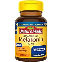 Nature Made Melatonin 10mg Extra Strength Tablets, Dietary Supplement for Restful Sleep, 70 Count, 70 Day Supply