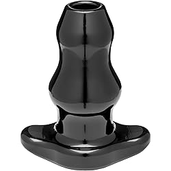 Perfect Fit Double Tunnel Plug, Hollow Butt Plug, PFBlend, TPRSilicone, Use for Anal Training, Black, Medium