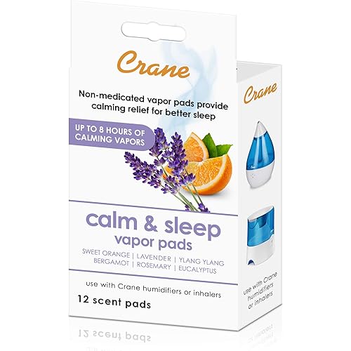 Crane Drop Humidifier, 1 Gallon, Clear & White & Lavender Universal Vapor Pads, for Use Droplets, Corded Inhaler, Warm Mist Humidifier, Orange, Lavender Orange 12 Count Pack of 1