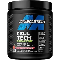 Creatine Powder | MuscleTech Cell-Tech Creactor | Creatine HCl Formula | Muscle Builder for Men & Women | Creatine HCl Free-Acid Creatine | Creatine Supplements | Fruit Punch Extreme, 120 Servings