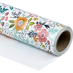 WRAPAHOLIC Wrapping Paper Roll - Beautiful Floral Design for Birthday, Mother's Day, Wedding, Baby Shower Wrap - 30 inch x 33 feet