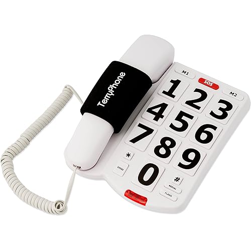 Big Button Phone for Seniors - Corded Landline Telephone - Large Buttons and One-Touch Dialling for Visually Impaired - 80 dB Amplified Ringer for Hearing Impaired, Ergonomic Non-Slip Grip