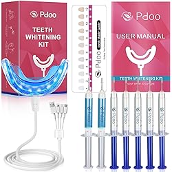 PDOO Teeth Whitening Kit with LED Light for Sensitive Teeth Fast Results for Teeth Whitening at Home-Carbamide Peroxide Teeth Whitening Gel Helps Remove All Kinds of Stain