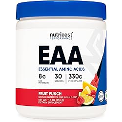 Nutricost EAA Powder 30 Servings Fruit Punch - Essential Amino Acids - Non-GMO, Gluten Free, Vegetarian Friendly