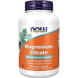 NOW Supplements, Magnesium Citrate, Enzyme Function, Nervous System Support, 120 Veg Capsules