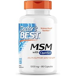 Doctor's Best MSM with OptiMSM, Joint Support, Immune System, Antioxidant and Protein-Building Role, Non-GMO, Gluten Free, 1000 mg, 180 Caps DRB-00064