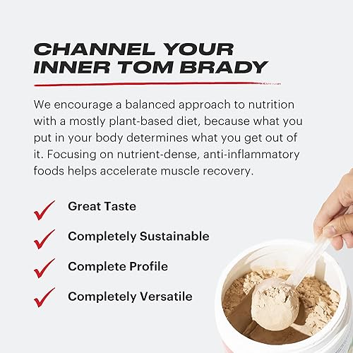 TB12 Plant Based Protein Powder by Tom Brady, 24g of Vegan Pea Protein, Low Sugar, Low Carb, Non-GMO, Meal Replacement, Keto Friendly, Paleo, Sugar Free, Cookies and Cream Flavor 30 Servings2.25lbs