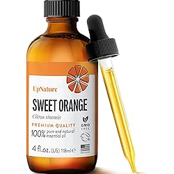 UpNature Orange Essential Oil - 100% Natural & Pure , Undiluted, Premium Quality Aromatherapy Oil - Sweet Orange Oil for Skin, Mood Boosting and Calming, 4oz