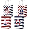 24 Pcs Nautical Party Paper Bags Nautical Gift Bags with Handles Nautical Candy Bags Marine Anchors Goody Treat Bags for Nautical Themed Birthday Party Supplies