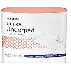 McKesson Ultra Underpads, Incontinence, Heavy Absorbency, 30 in x 36 in, 60 Count