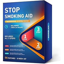 Sorelax Quit Smoking Patches, Step 1 Through 3 to Quit Smoking, 21, 14, 7mg Patches to Quit Smoking, 8 Week Supply, Stop Smoking Aids Patch Kit, 56 Count All 3 Steps