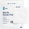 Globe 3’’ x 3’’ Advanced Sterile Gauze Pads for Wound Dressing| 100-Pack, Individually Packed | 12-Ply Cotton & Highly Absorbent| Gauze Sponge-Pads for Wound Care & Home First Aid Kits 3 x 3