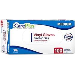 Disposable Vinyl Gloves Medium Size| Heavy Duty | Non Sterile | Powder Free | Latex Free Rubber | 100 Count Box |food Safe