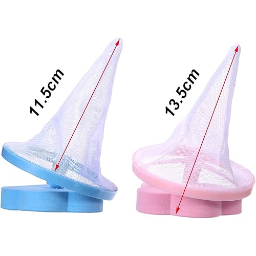 Hestya Household Reusable Washing Machine Floating Lint Mesh Bag Hair Filter Net Pouch, 4 Pieces Blue and Pink
